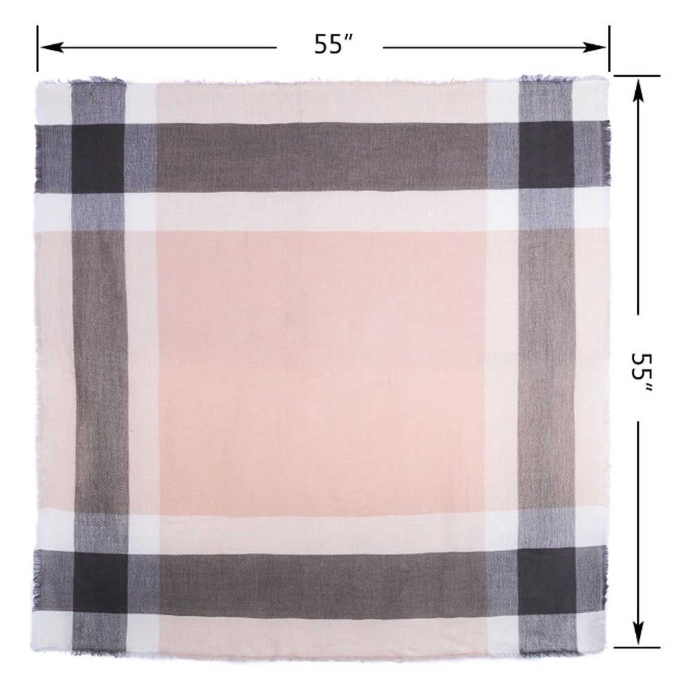 Blush and Grey Ultra Plush Square Blanket Scarf - Picture 4 of 7